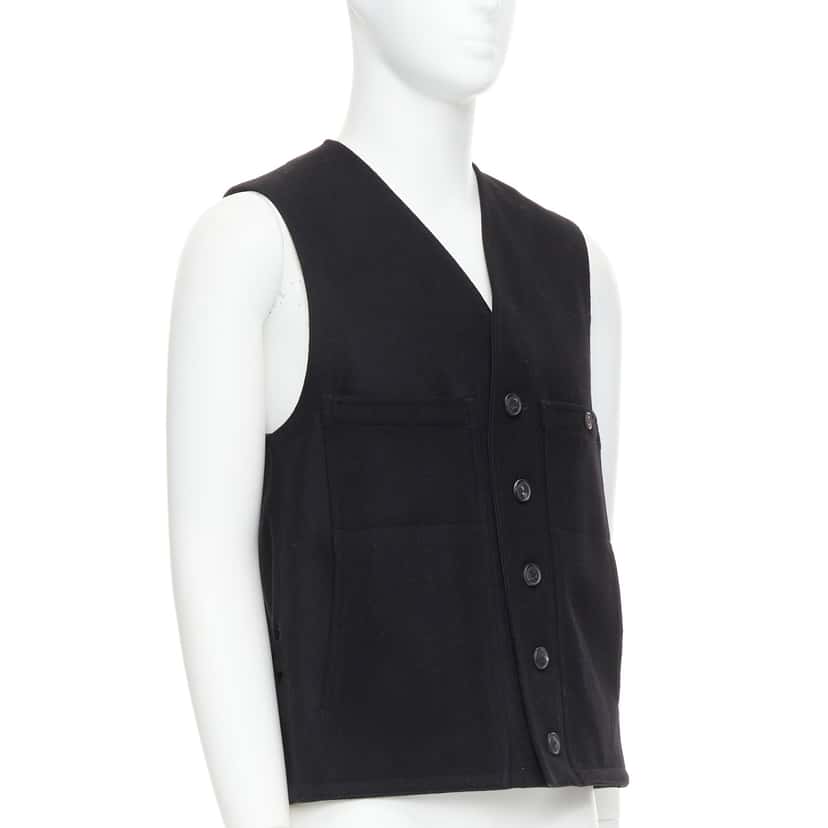 Lemaire Cotton Waistcoat Vest Black Wool Very good condition - Inside View