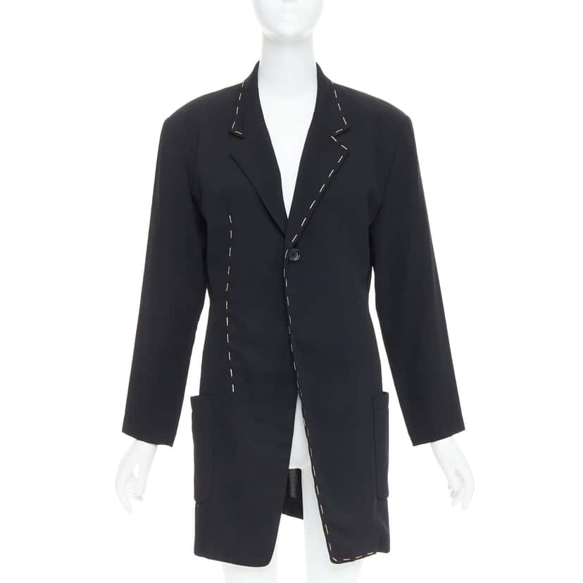 Yohji Yamamoto Black Long Blazer Coat Black Wool Very good condition - Front View