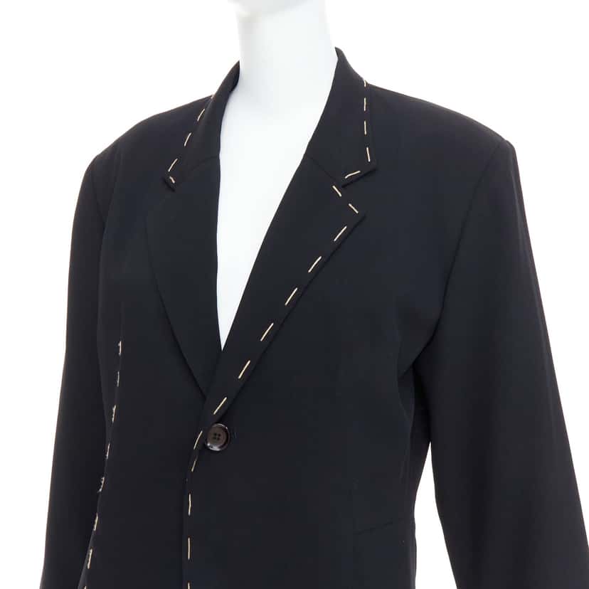 Yohji Yamamoto Black Long Blazer Coat Black Wool Very good condition - Back View