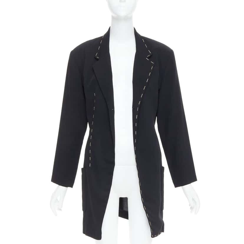 Yohji Yamamoto Black Long Blazer Coat Black Wool Very good condition - Inside View