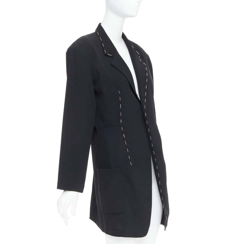 Yohji Yamamoto Black Long Blazer Coat Black Wool Very good condition - Box View