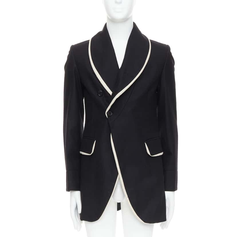 Ann Demeulemeester Black Wool Shawl Coat Black Wool Very good condition - Front View