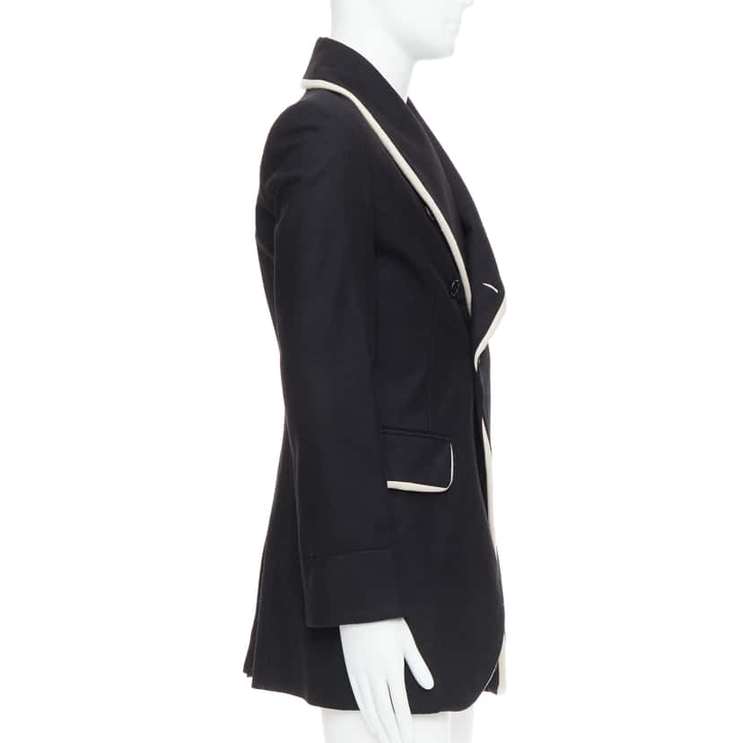 Ann Demeulemeester Black Wool Shawl Coat Black Wool Very good condition - Model View