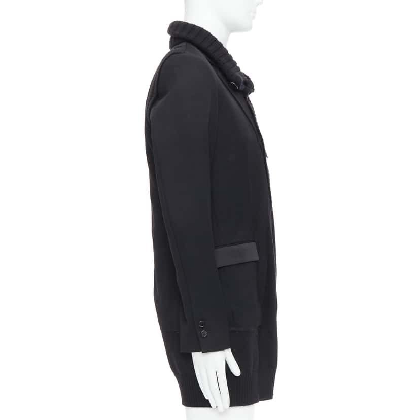 Undercover Black Rib Trim Coat Black Wool Very good condition - Box View