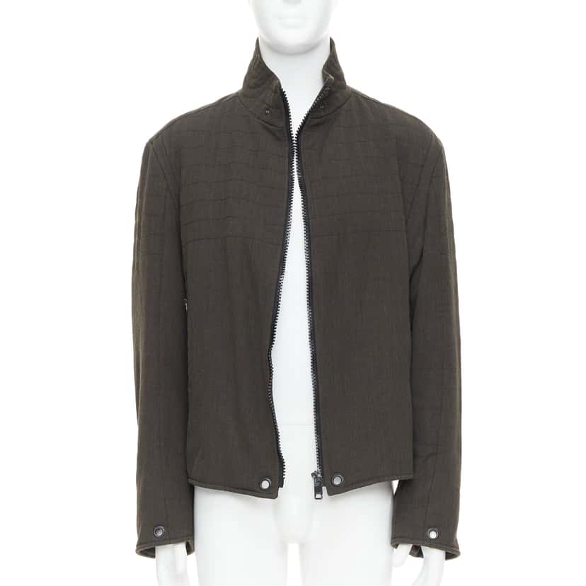 Burberry Green Wool Biker Jacket Khaki Wool Good condition - Front View