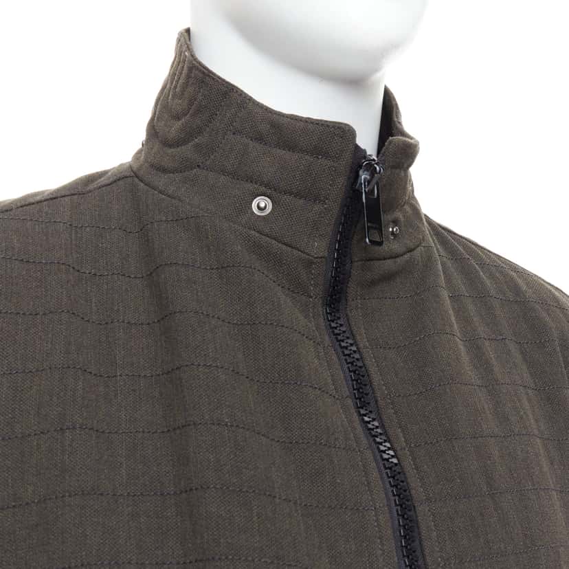 Burberry Green Wool Biker Jacket Khaki Wool Good condition - Back View