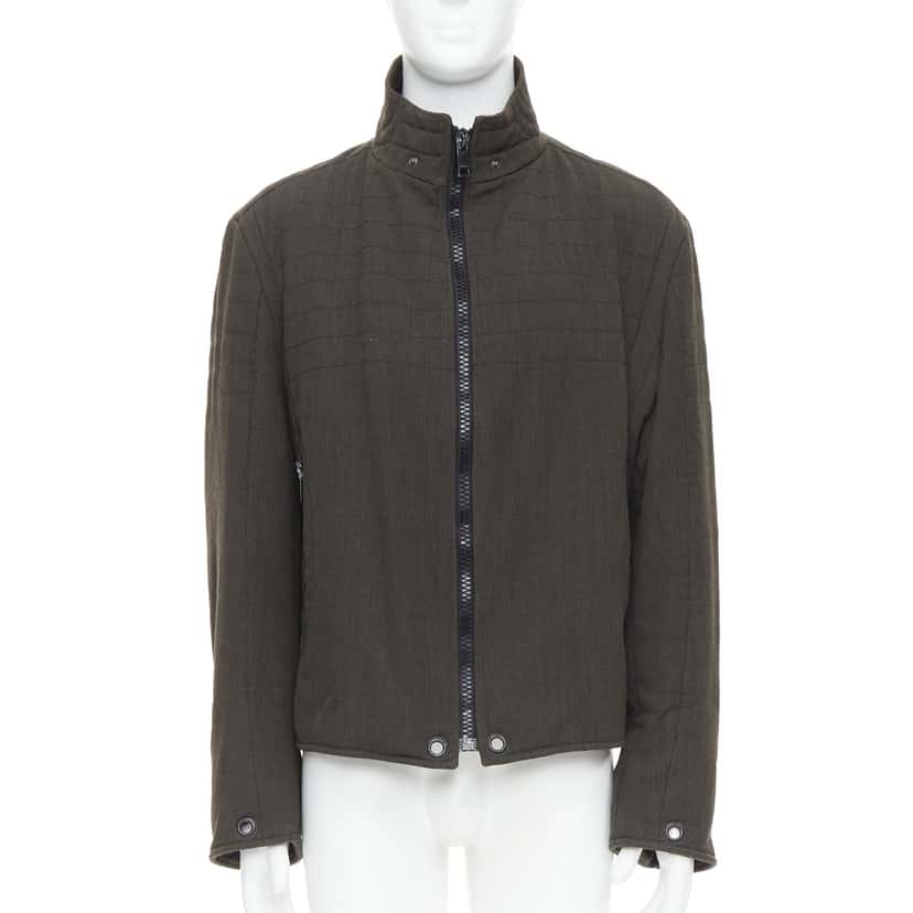 Burberry Green Wool Biker Jacket Khaki Wool Good condition - Inside View