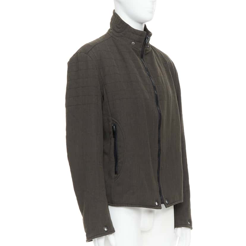 Burberry Green Wool Biker Jacket Khaki Wool Good condition - Model View