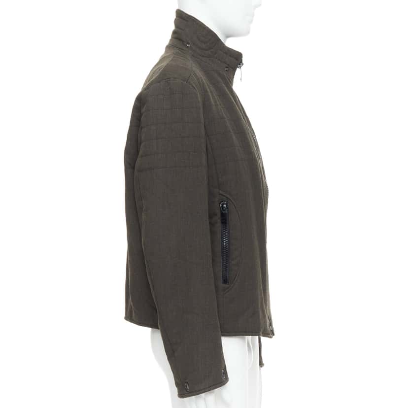 Burberry Green Wool Biker Jacket Khaki Wool Good condition - Box View