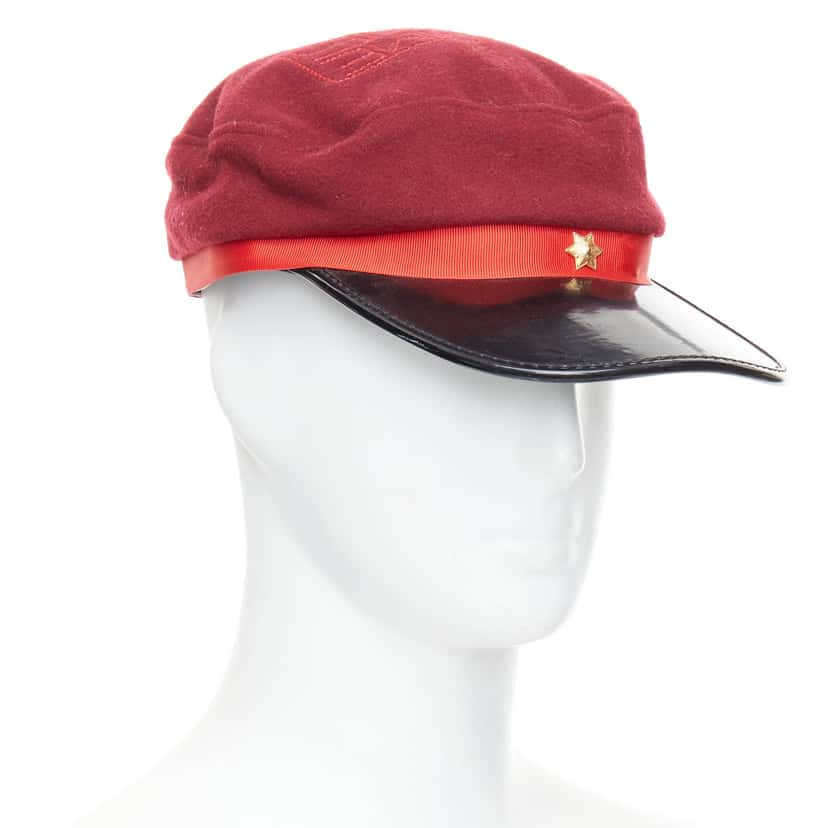 Comme Des Garcons Red Wool Officer Hat Red Wool Fair condition - Front View