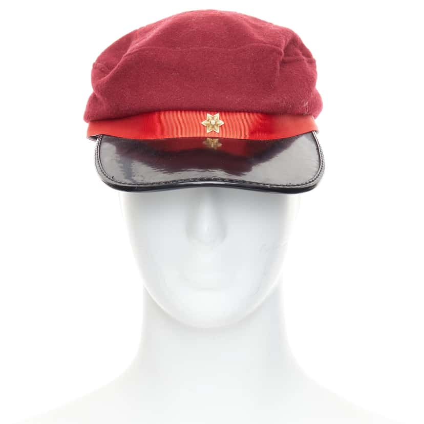 Comme Des Garcons Red Wool Officer Hat Red Wool Fair condition - Back View