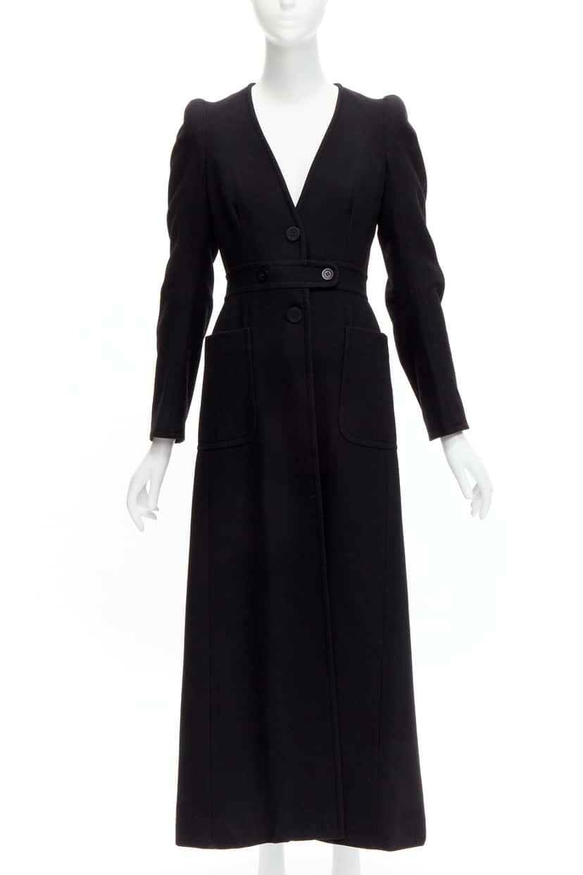 Maison Martin Margiela Black Wool Cigarette Coat Black Polyester Very good condition - Front View