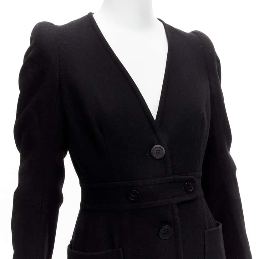 Maison Martin Margiela Black Wool Cigarette Coat Black Polyester Very good condition - Back View