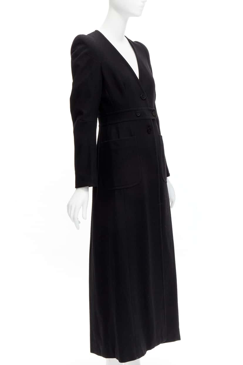 Maison Martin Margiela Black Wool Cigarette Coat Black Polyester Very good condition - Model View