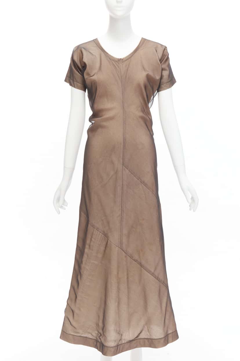 Comme Des Garcons Sheer Overlay Dress Beige Cotton Fair condition - Inside View