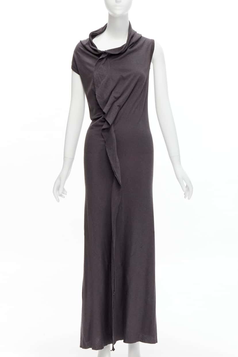 Comme Des Garcons Cowl Flutter Dress Grey Polyester Very good condition - Front View