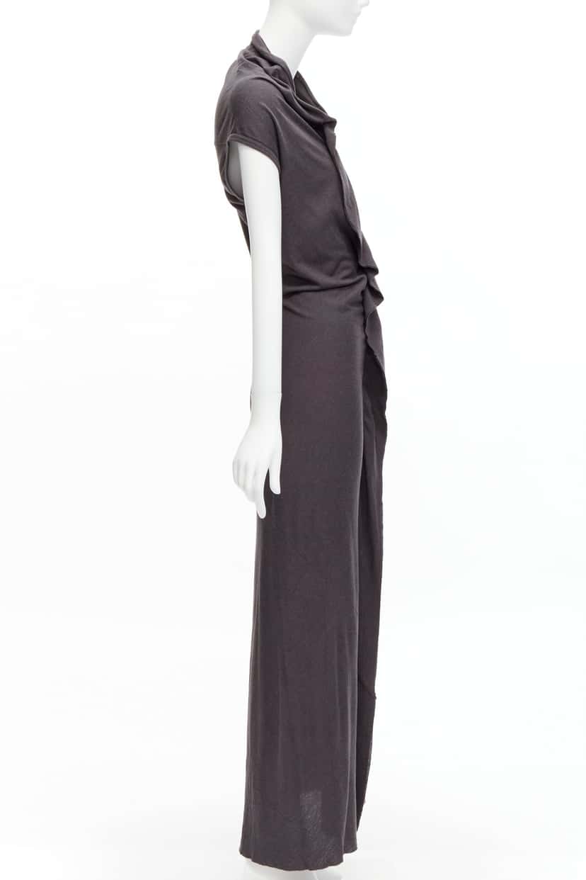 Comme Des Garcons Cowl Flutter Dress Grey Polyester Very good condition - Model View