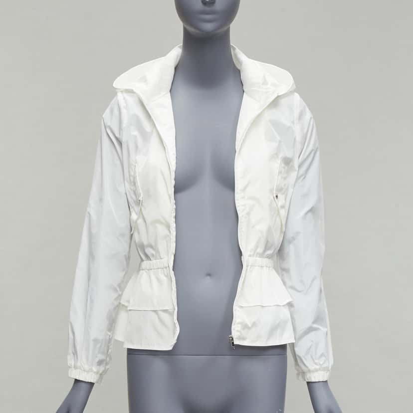 Gucci Ivory Peplum Hooded Jacket Ecru Polyamide Never worn, with tag - Inside View