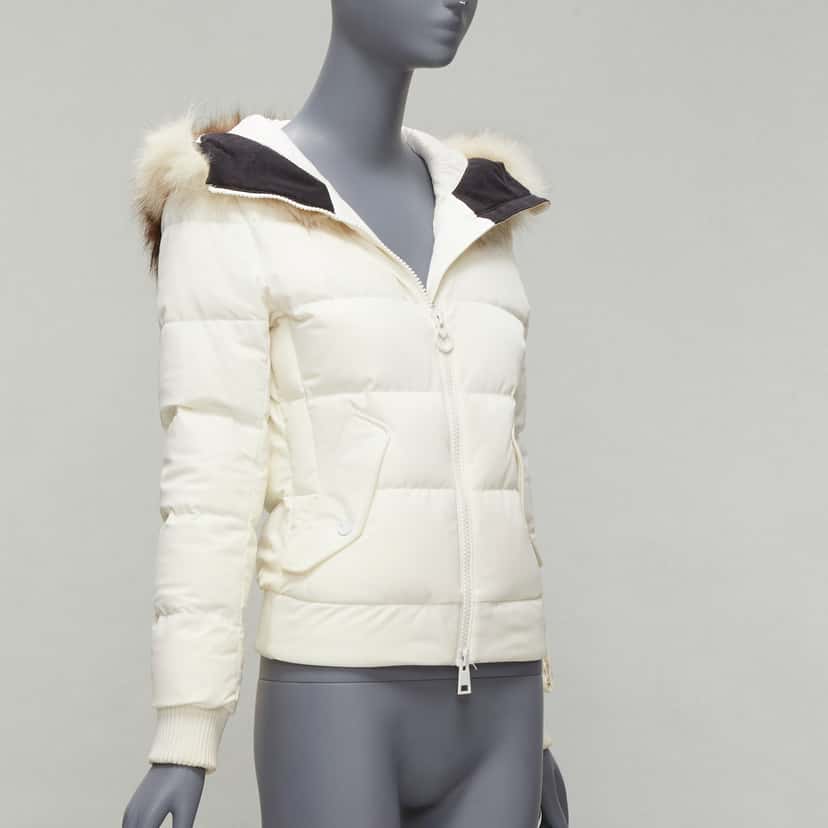 Rossignol Ivory Fur Hooded Puffer Ecru Polyamide Good condition - Model View