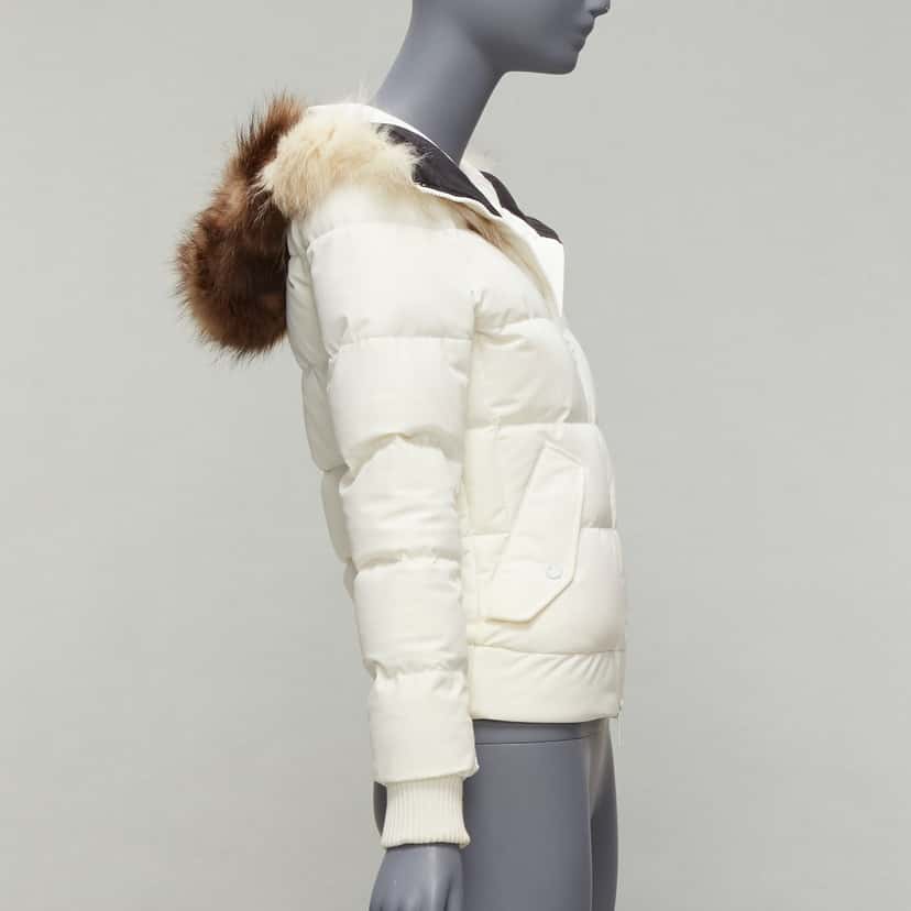 Rossignol Ivory Fur Hooded Puffer Ecru Polyamide Good condition - Box View