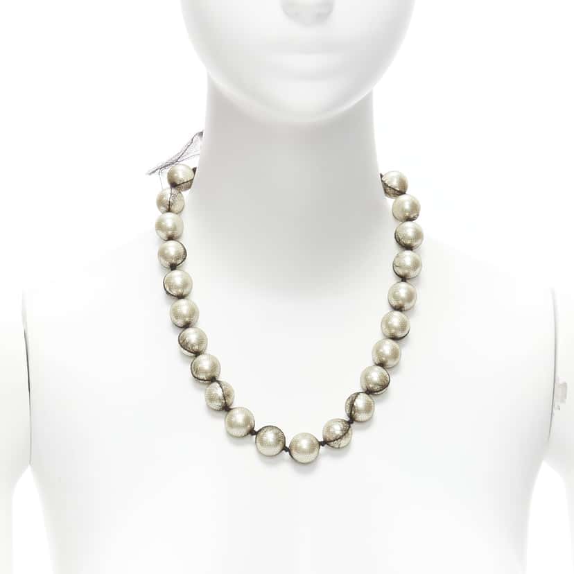 Lanvin Ribbon Wrap Necklace Beige Pearl Never worn - Front View