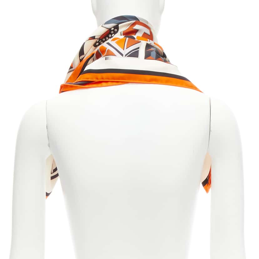 Hermès H Buckle Scarf Orange Silk Never worn - Box View