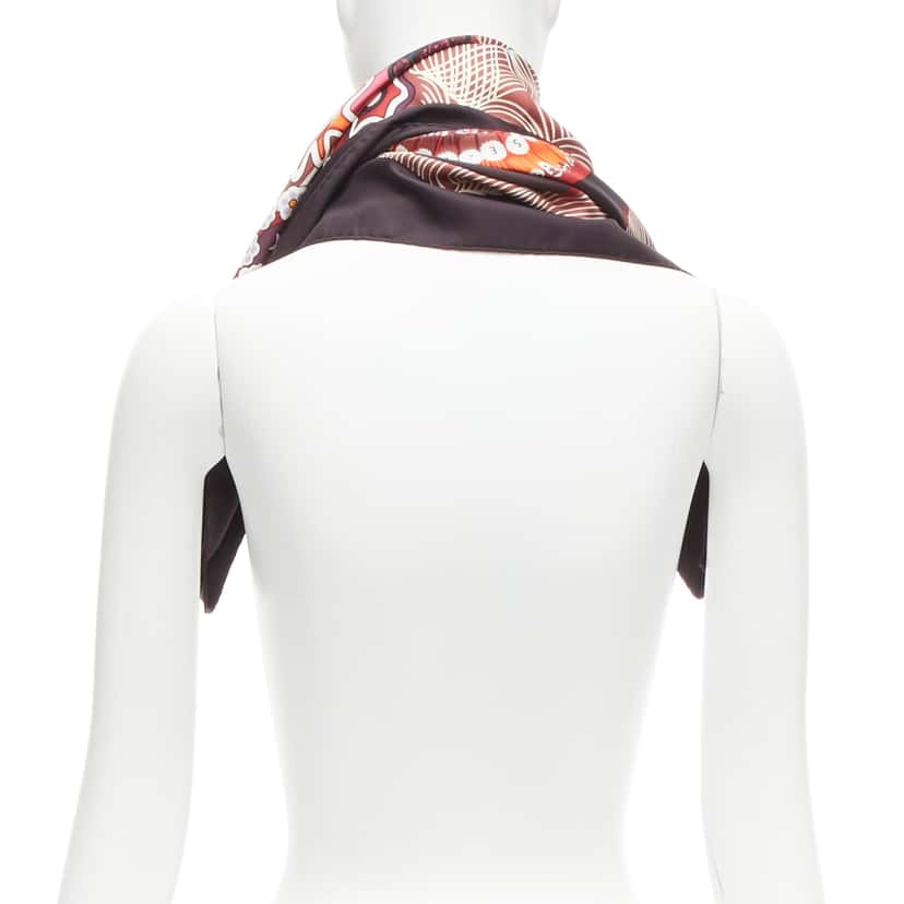 Hermès Dark Floral Scarf Purple Silk Never worn - Box View