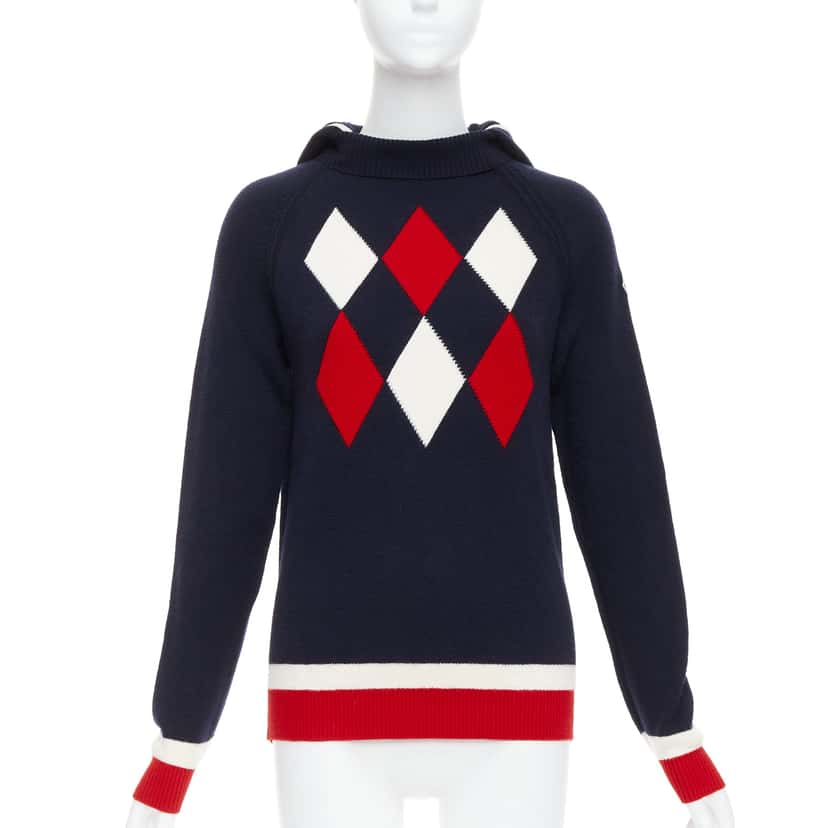 Moncler Argyle Turtleneck Sweater Red Wool Never worn - Front View