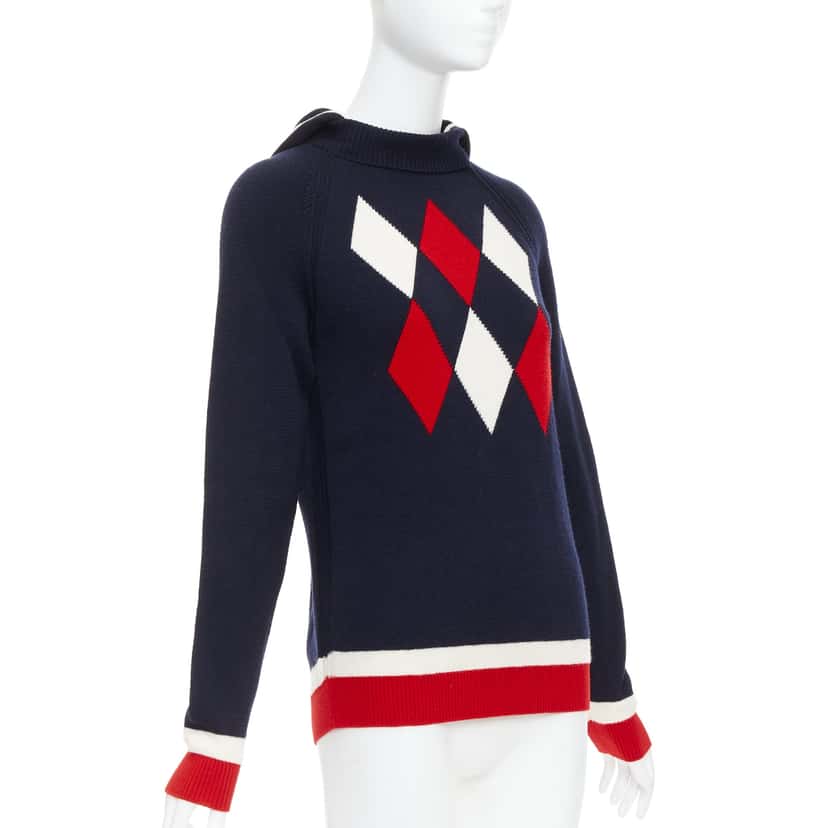 Moncler Argyle Turtleneck Sweater Red Wool Never worn - Inside View