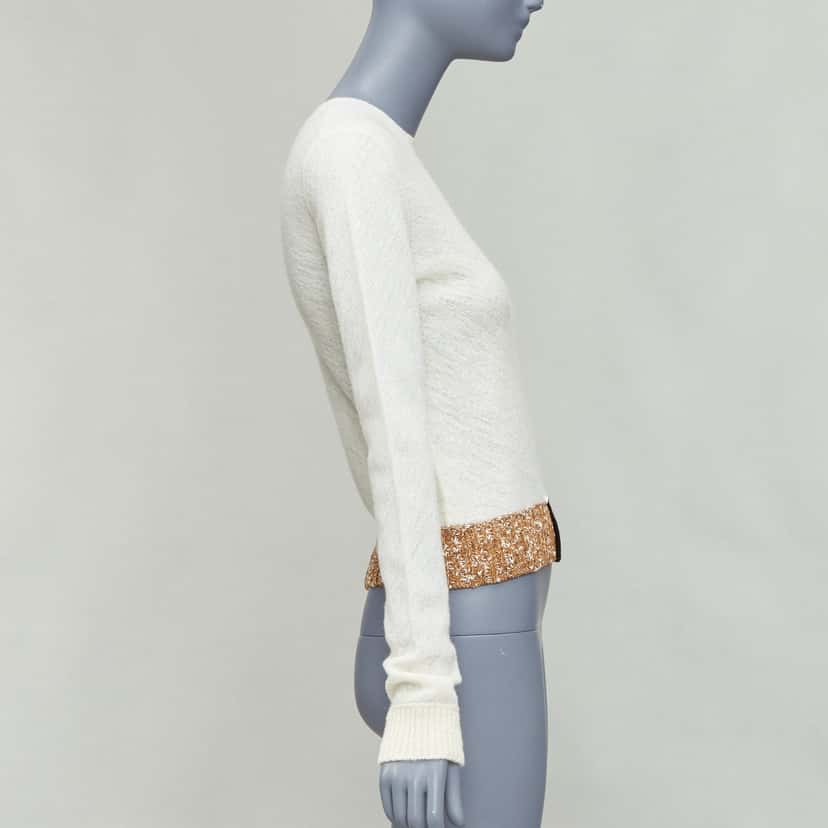 Celine Colorblock Hem Sweater Ecru Wool Never worn - Model View