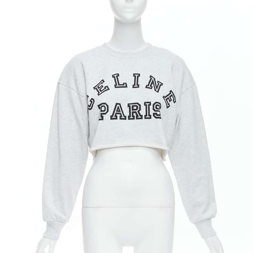 Celine Varsity Logo Sweatshirt Grey Cotton Never worn - Front View