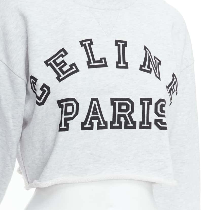 Celine Varsity Logo Sweatshirt Grey Cotton Never worn - Back View