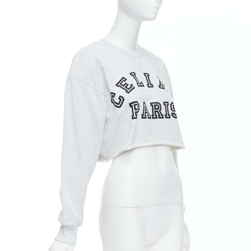 Celine Varsity Logo Sweatshirt Grey Cotton Never worn - Inside View