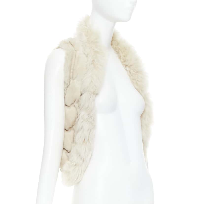Joseph Beige Fur Bolero Vest Beige Leather Fair condition - Front View