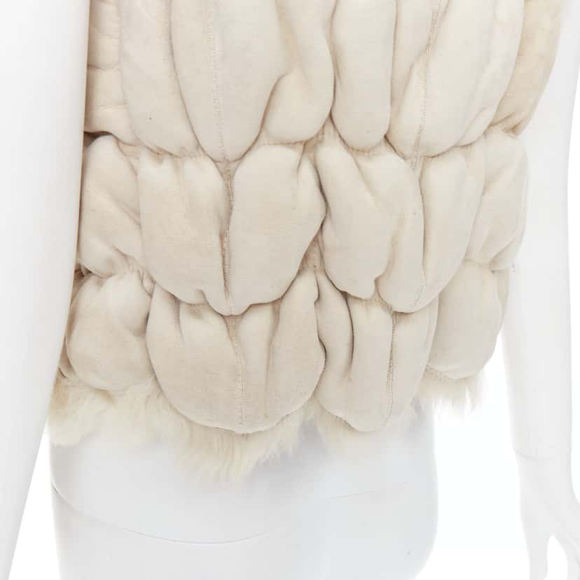 Joseph Beige Fur Bolero Vest Beige Leather Fair condition - Back View