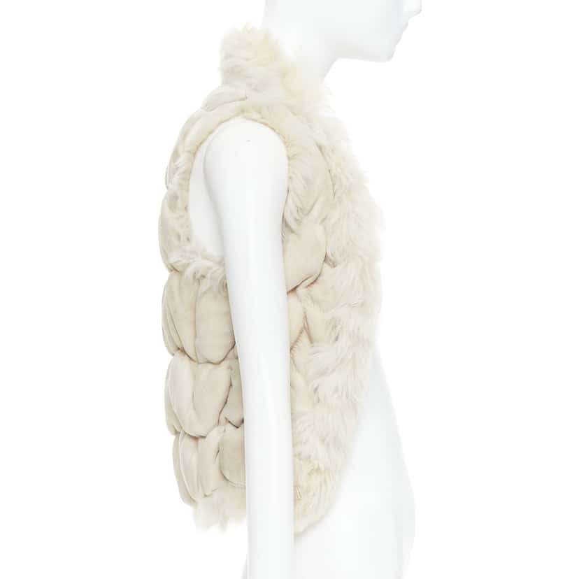 Joseph Beige Fur Bolero Vest Beige Leather Fair condition - Model View