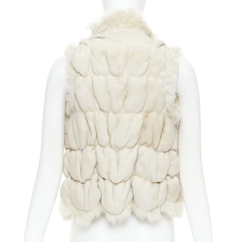 Joseph Beige Fur Bolero Vest Beige Leather Fair condition - Box View