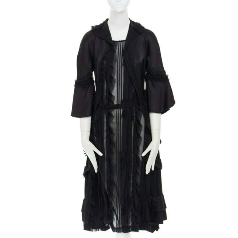 Comme Des Garcons Victorian Ruffle Dress Black Silk Never worn - Front View