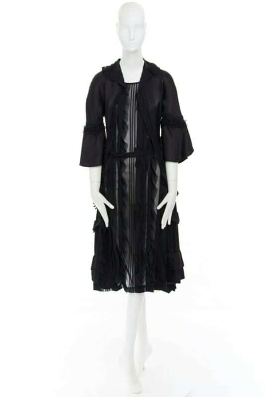 Comme Des Garcons Victorian Ruffle Dress Black Silk Never worn - Inside View