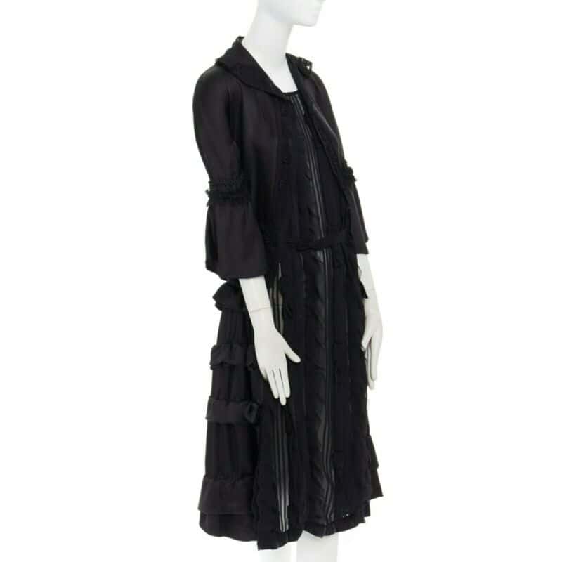 Comme Des Garcons Victorian Ruffle Dress Black Silk Never worn - Model View