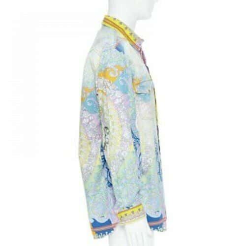 Versace Baroque Medusa Shirt Blue Cotton Never worn, with tag - Inside View