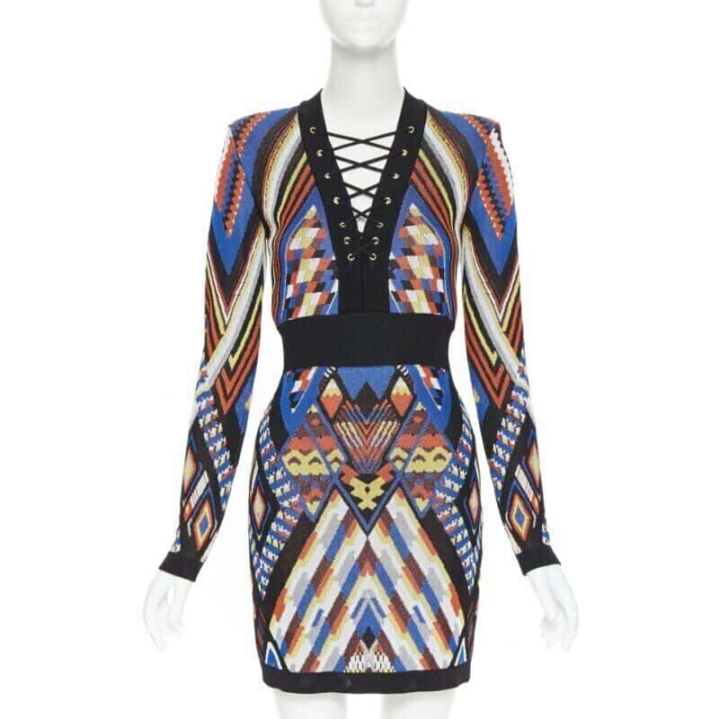 Balmain Tribal Knit Dress MultiColor Viscose Never worn - Front View