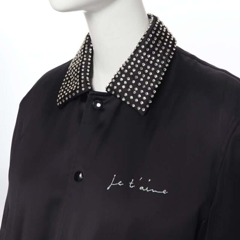 Saint Laurent Satin Crystal Bomber Black Viscose Never worn, with tag - Back View