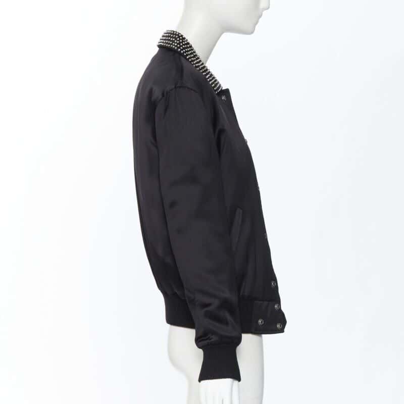 Saint Laurent Satin Crystal Bomber Black Viscose Never worn, with tag - Box View