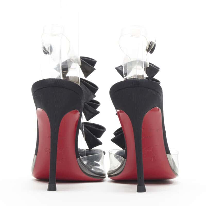 Christian Louboutin Grosgrain Strap Heels Black Plastic Good condition - Box View