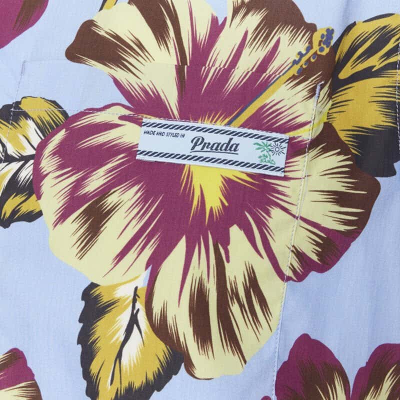 Prada Floral Camp Shirt Blue Cotton Never worn, with tag - Back View