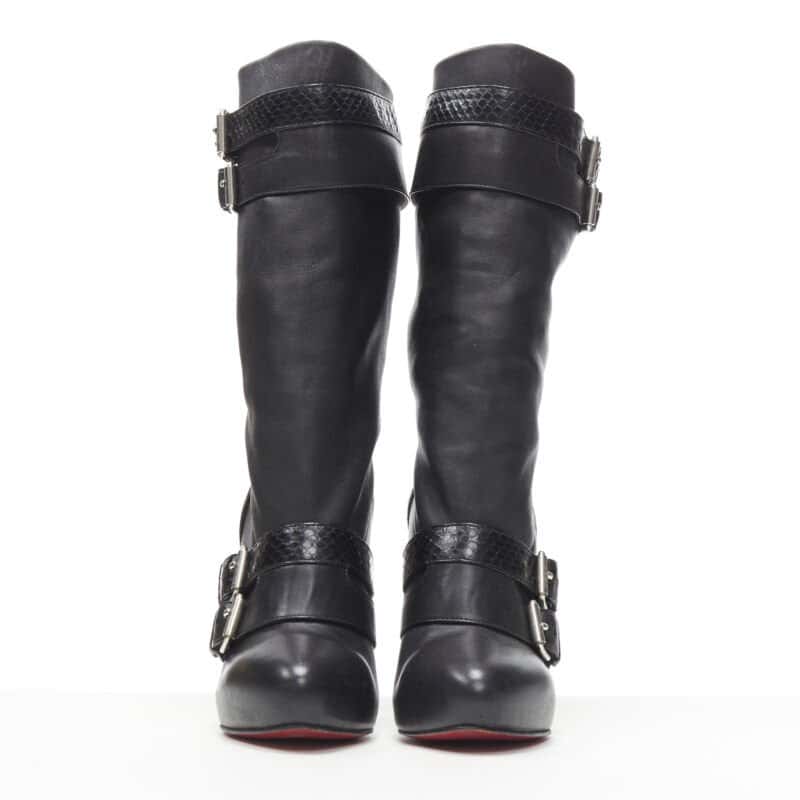 Christian Louboutin Chunky Rubber Ankle Boots Black Leather Good condition - Inside View