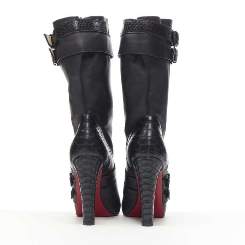 Christian Louboutin Chunky Rubber Ankle Boots Black Leather Good condition - Box View
