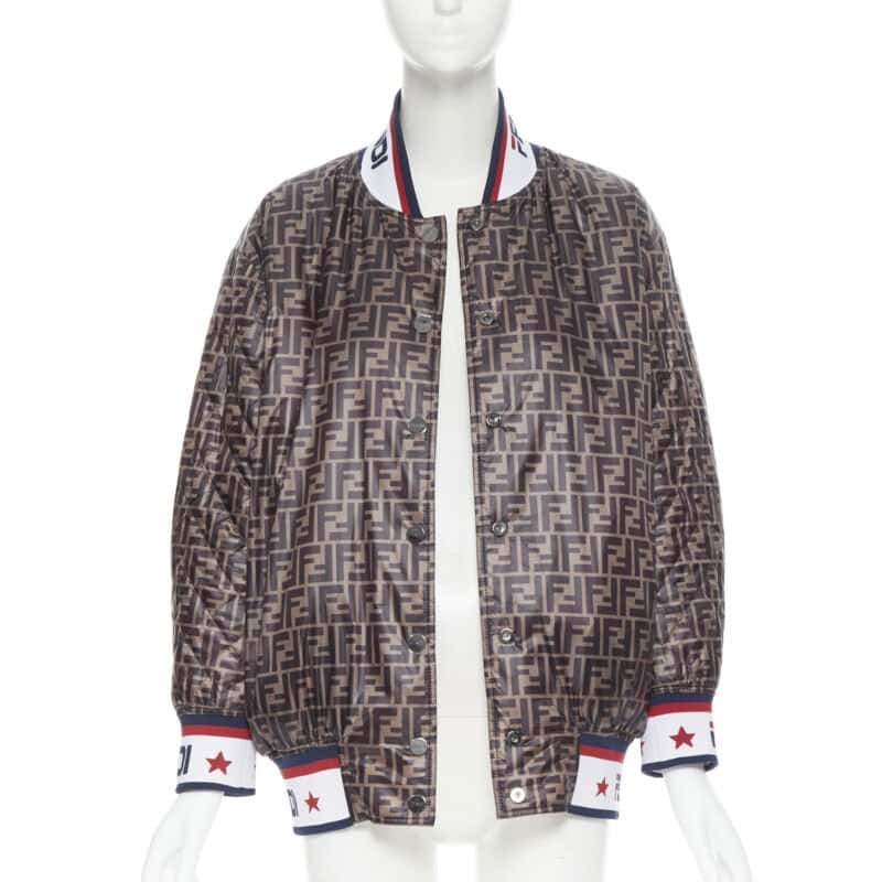 Fendi Colorblocked Silk Bomber White Silk Never worn, with tag - Front View