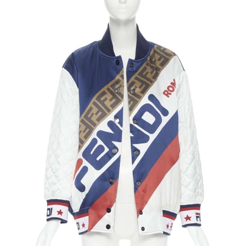 Fendi Colorblocked Silk Bomber White Silk Never worn, with tag - Back View
